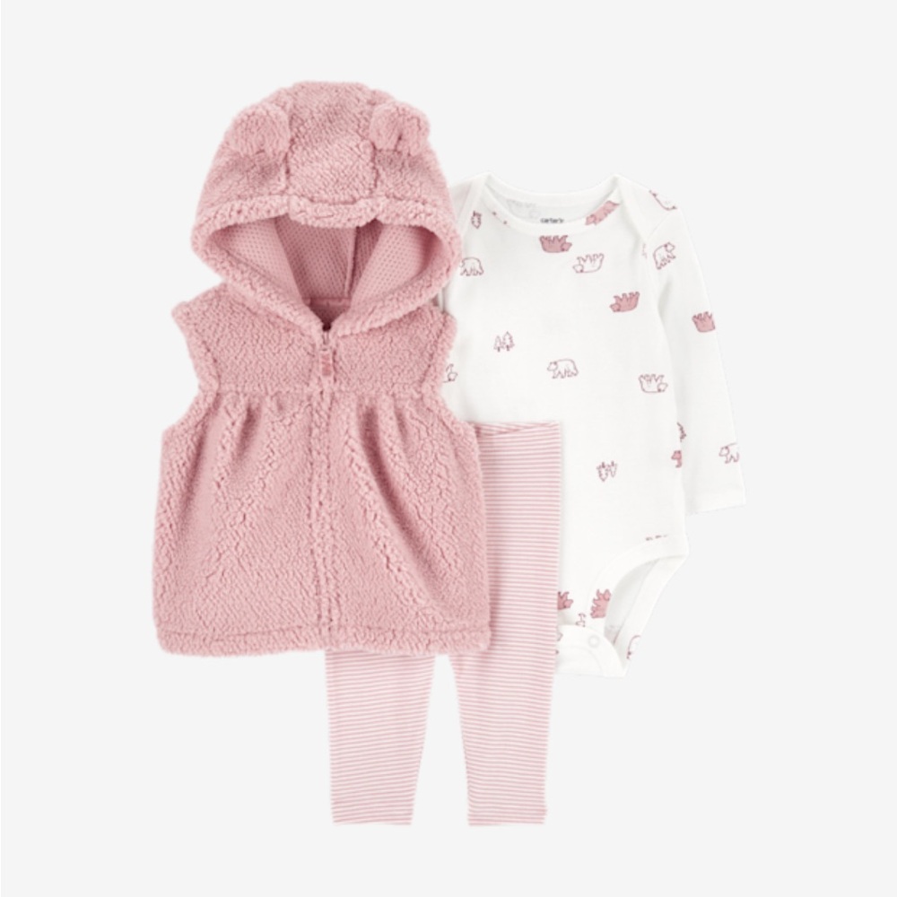 3/$15 NWT Carter's Pink and White Matching Set for Newborn
